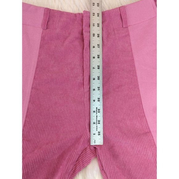 Two Tone Straight Leg Corduroy Panel Pants Bubblegum Pink Hight Waist L 29 - Picture 4 of 12